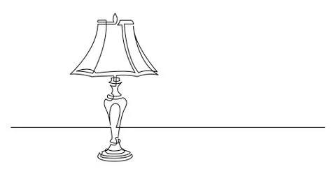Continuous line drawing of elegant classic table lamp 스톡 일러스트