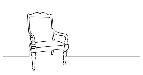 Continuous line drawing of elegant vintage armchair 스톡 일러스트