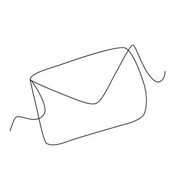 Continuous Line Drawing email, letter or mail. Trendy one line draw design ve Stock Illustration