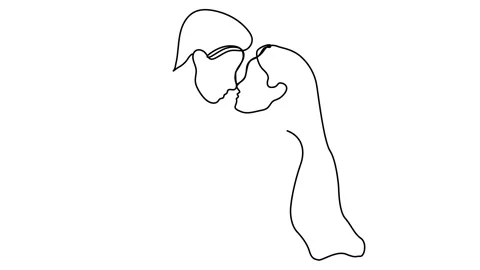 Continuous line drawing embraces Valentine's Day template for your design. Vecto Stock Footage 147860715