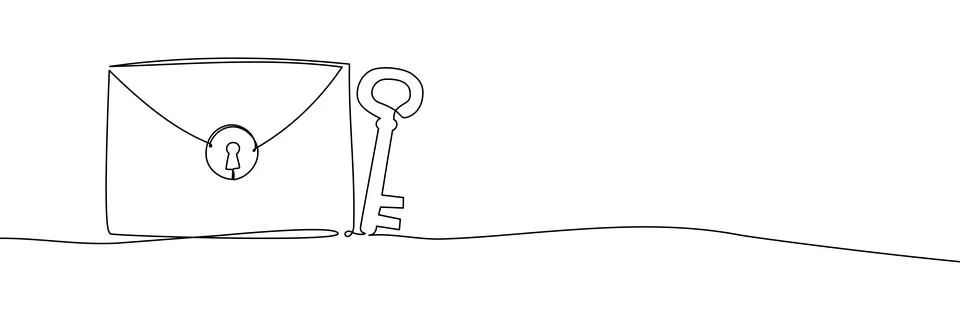 Continuous line drawing of envelope with heart symbol. Minimalist mail art icon Stock Illustration