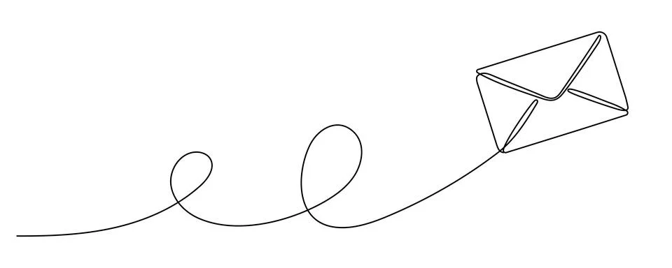Continuous line drawing of envelope. Vector illustration Editable stroke Stock Illustration