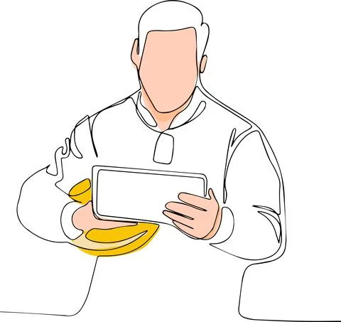 Continuous line drawing of a experienced engineer イラスト素材