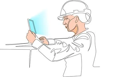 Continuous line drawing of a experienced engineer Stock Illustration