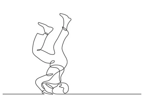 Continuous line drawing of fallen man on the floor Stock Illustration