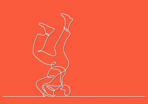 Continuous line drawing of fallen man on the floor Stock Illustration
