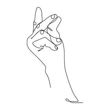 Continuous line drawing of Finger Snapping Hand Gesture Minimal Flat Line Out 스톡 일러스트