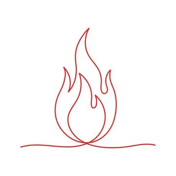 Continuous line drawing of fire Flame linear icon Vector illustration, Editab Stock Illustration