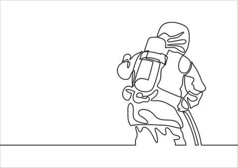 Continuous line drawing of - firefighter Stock-Illustration