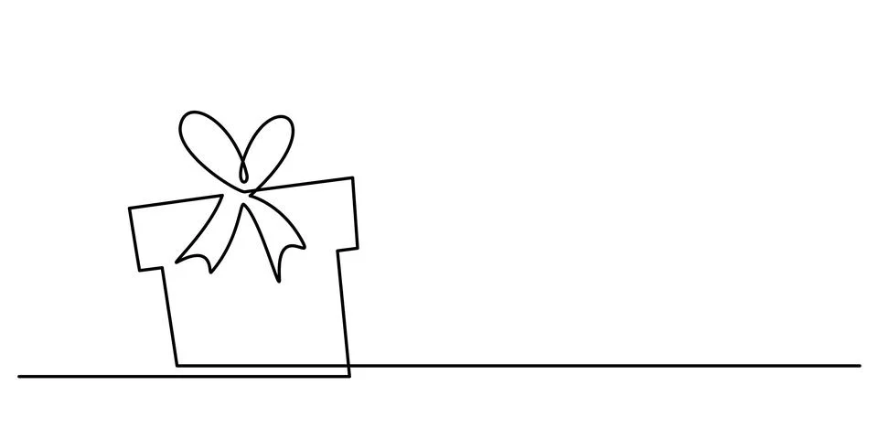 Continuous line drawing of gift box minimal style Stock Illustration