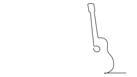 Continuous line drawing of guitar Stock Footage 143309836