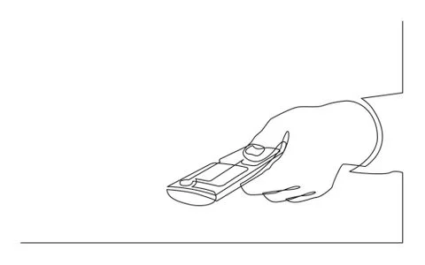 Continuous line drawing of hand clicking remote control Stock Illustration