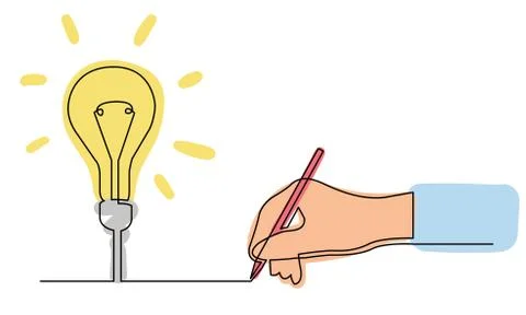 Continuous line drawing of hand creating a new idea Stock Illustration