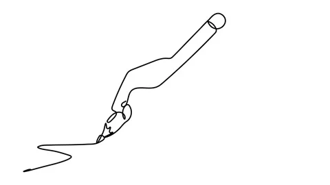 Continuous line drawing of hand drawing line with pen Stock Footage 143528573