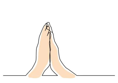Continuous line drawing of hand gesture in prayer Stock Illustration