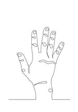 Continuous line drawing of a hand holding five fingers Stock Illustration