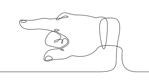 Continuous line drawing Hand pointing direction finger Video stock 92121998