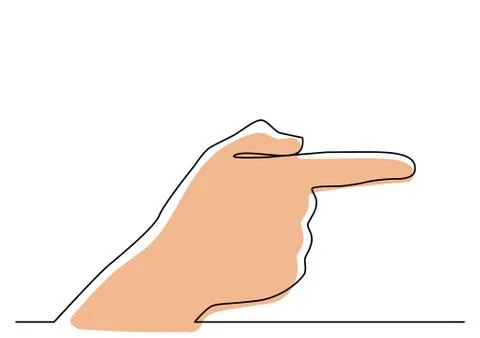 Continuous line drawing of hand pointing direction Stock Illustration