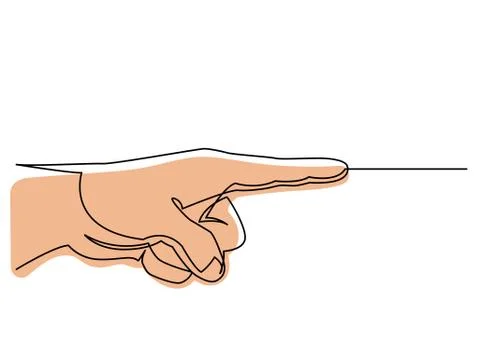 Continuous line drawing of hand pointing direction with index finger Stock Illustration