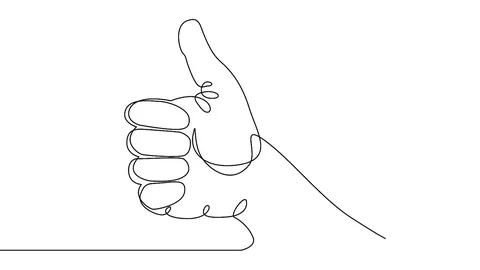 Continuous line drawing  Hand showing great sign Stock Footage 92121983