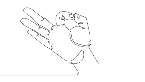 Continuous line drawing hand showing OK gesture Stock Footage 92121984