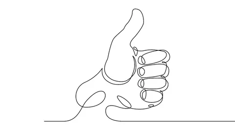 Continuous line drawing  Hand showing great sign Stock Footage 92121985