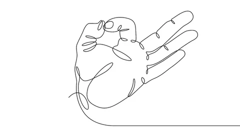 Continuous line drawing hand showing OK gesture Stock Footage 92121986
