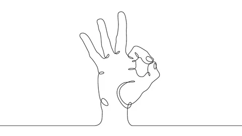 Continuous line drawing Hand showing OK gesture Video stock 92122024