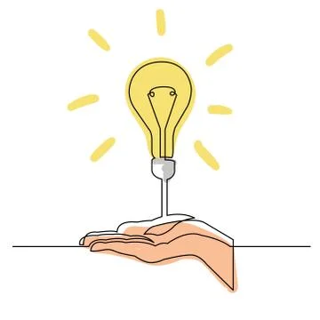Continuous line drawing of hand showing a new idea Stock Illustration