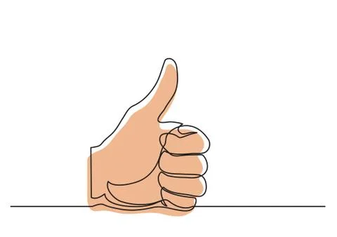 Continuous line drawing of hand showing great sign Stock Illustration