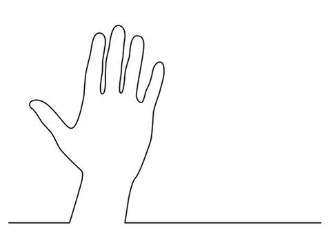 Continuous line drawing of hand waving gesture Stock Illustration