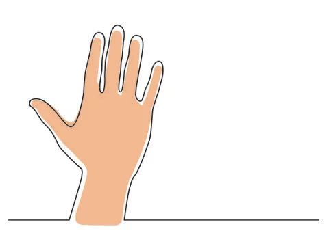 Continuous line drawing of hand waving gesture Stock Illustration