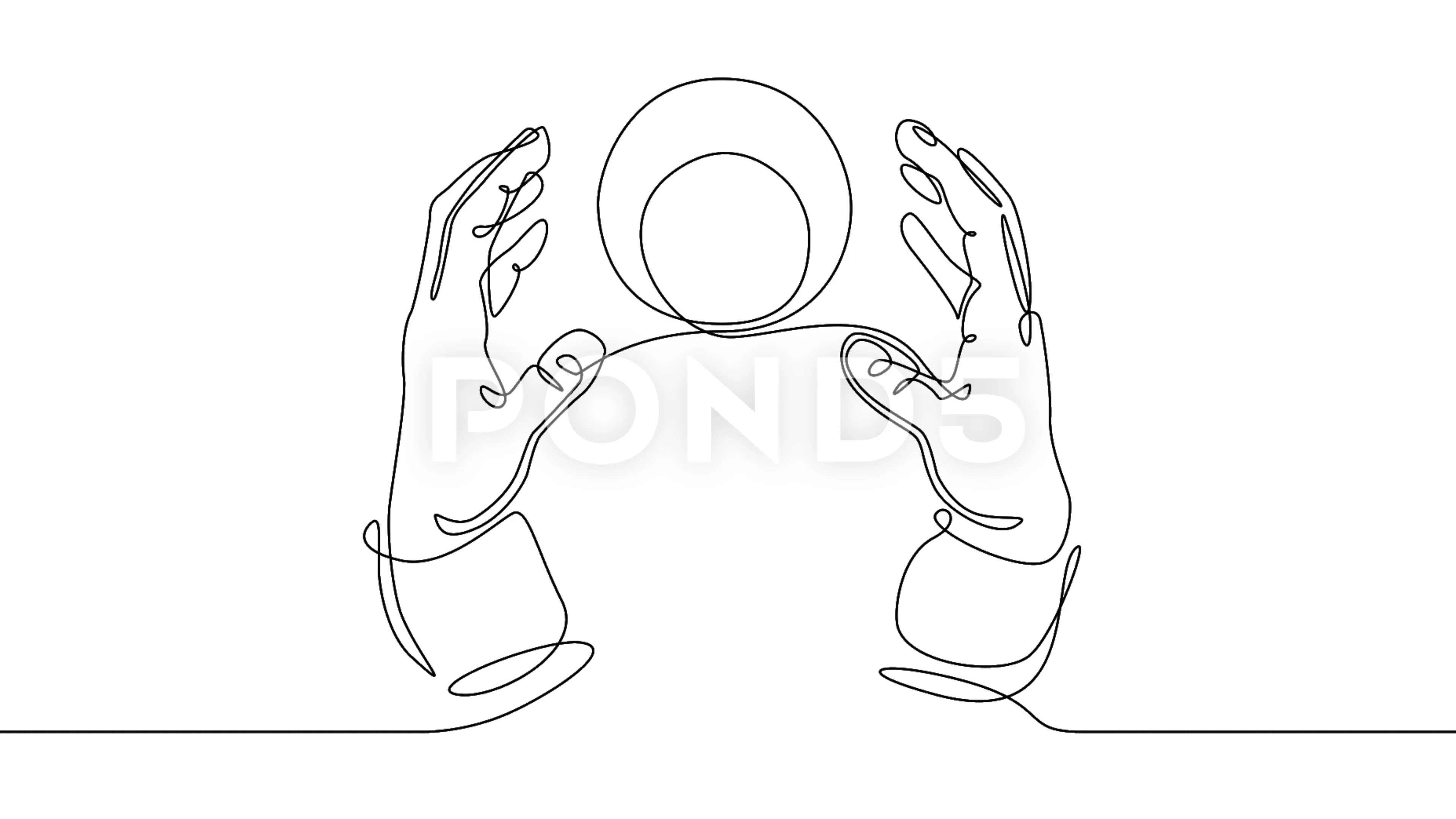 crystal ball drawing with hands