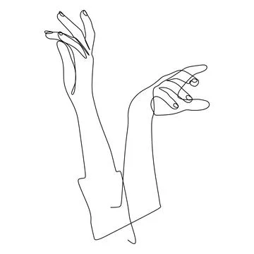 Continuous line drawing hands gesture. Simple one line draw doodle for world  Stock Illustration