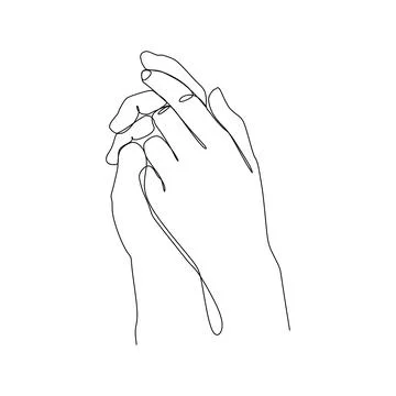 Continuous line drawing of hands holding together. Hand drawn style design fo Stock Illustration