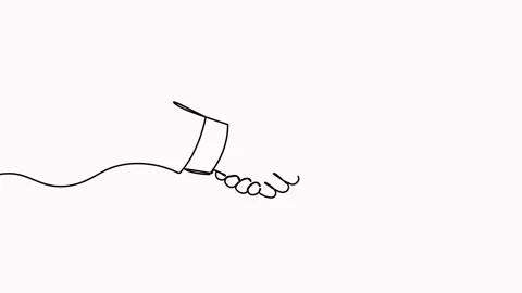 Continuous line drawing handshake animation. Stock Footage 302090968