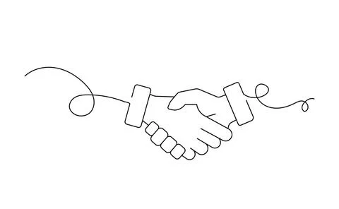 Continuous Line Drawing of a Handshake  Business Agreement Stock Illustration