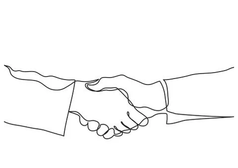 Continuous line drawing of handshake Illustrazione stock