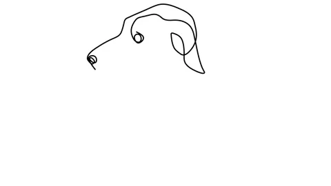 Continuous line drawing of happy dog portrait 스톡 동영상 145888731