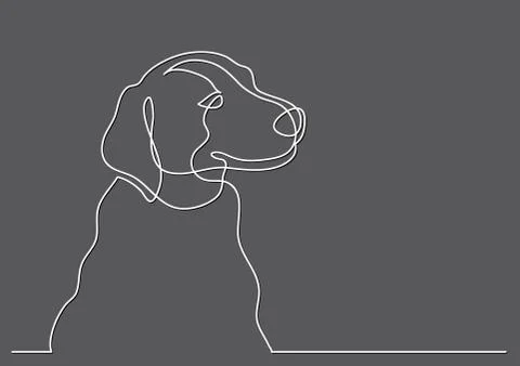 Continuous line drawing of happy dog portrait Illustrazione stock