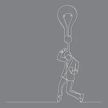 Continuous line drawing of happy man finding a new idea Stock Illustration