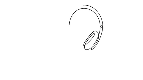 Continuous line drawing of headphones Stock Footage 144036690