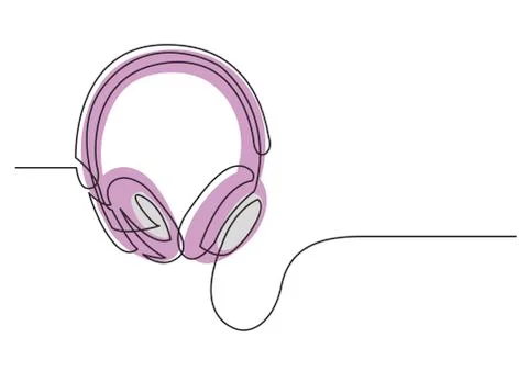 Continuous line drawing of headphones Illustrazione stock
