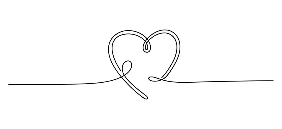 Continuous line drawing of a heart shape representing love and romance concep Stock Illustration