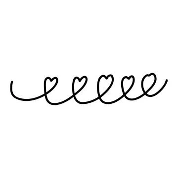 Continuous line drawing of hearts on white background Stock Illustration