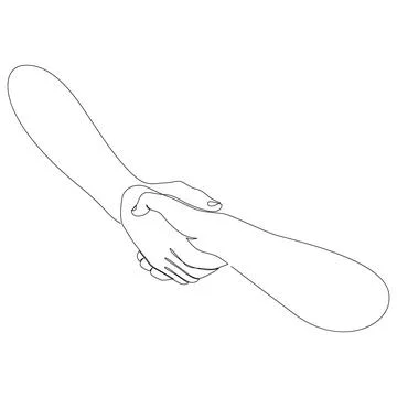 Continuous line drawing Helping hand concept. Gesture, sign of help and hope. Stock Illustration