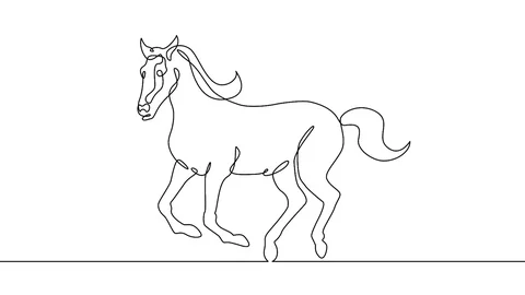 Continuous line drawing horse Video stock 92122043