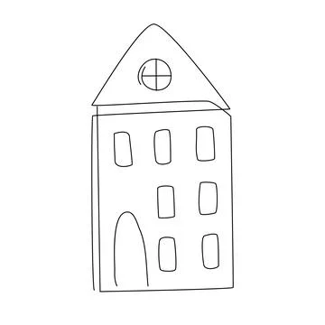 Continuous Line Drawing  house. Trendy one line draw design vector illustrati Stock Illustration