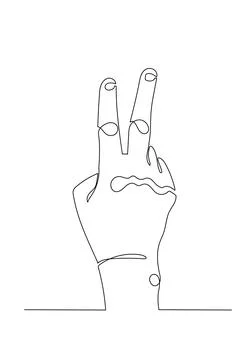 Continuous line drawing of index and middle finger Stock Illustration