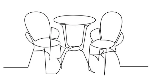 Continuous line drawing of iron cast patio furniture 스톡 일러스트